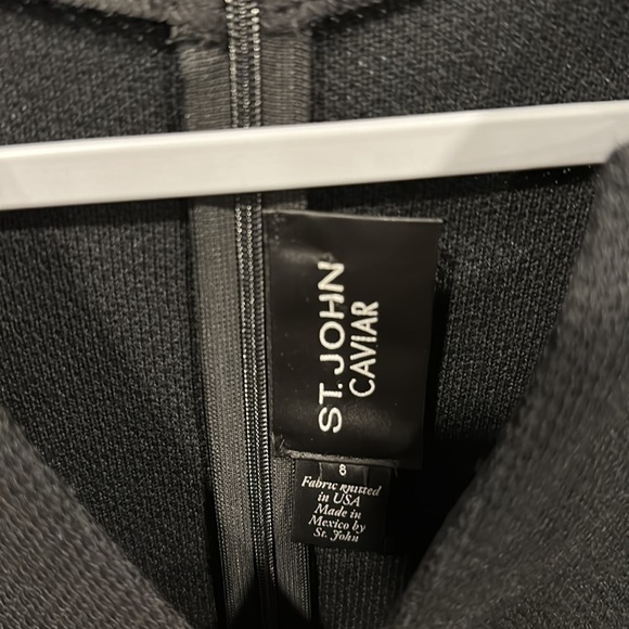 St. John Caviar Micro Boucle Knit Wool Blend Dress Black-8 - Picture 7 of 8